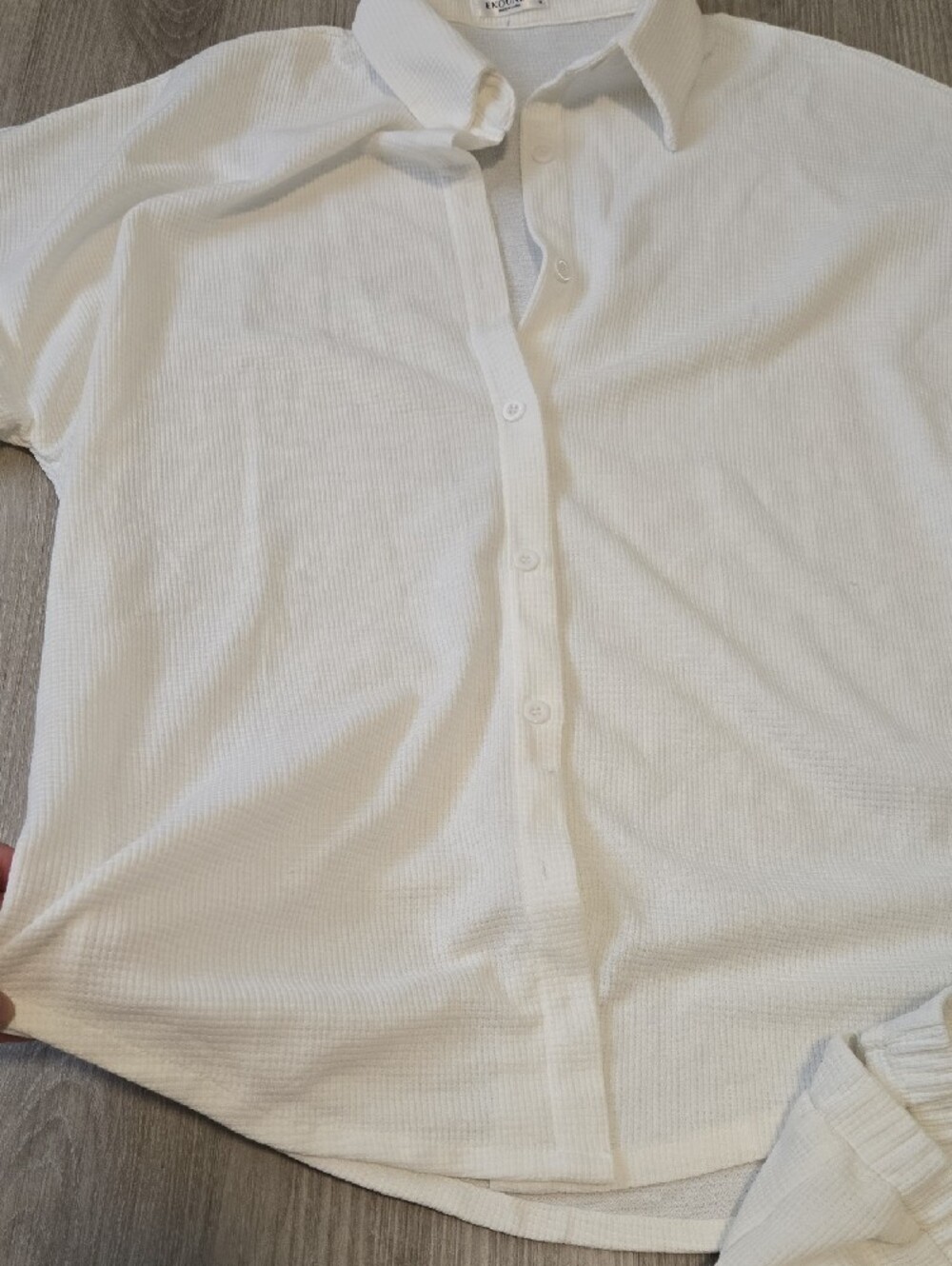 White Short Sleeve Button-Up Top & Shorts Set - Picture 4 of 6
